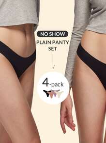 LUVLETTE 4-Pack Low Waist No-Show Thong Women Underwear Panties Set - Multicolor - View 9