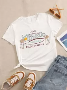 Mulvari Bear & Letter Graphic Tee - White - View 1