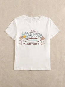 Mulvari Bear & Letter Graphic Tee - White - View 5