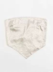 SHEIN Unity 緞面滿版圖案後繫帶手帕抹胸上衣 - 米色 - 查看 5