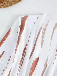 SHEIN X Sofía Suescun SHEIN Swim 夏季海灘3入組隨機色系撞色十字背綁帶推擠式比基尼 - 棕色 - 查看 5