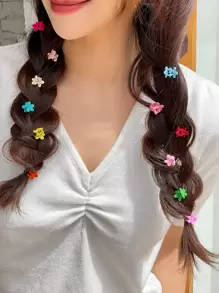 DAZY 12入組花朵形狀髮爪 - 彩色 - 查看 1