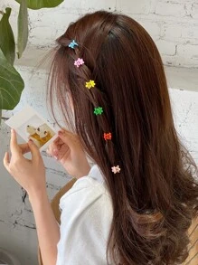 DAZY 12入組花朵形狀髮爪 - 彩色 - 查看 3