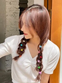 DAZY 12入組花朵形狀髮爪 - 彩色 - 查看 7