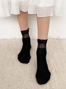 DAZY Solid Crew Socks - Black - View 7