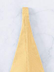 Ribbed Knit Triangle Bikini Top, For Summer Beach Vacation - Apricot - View 4