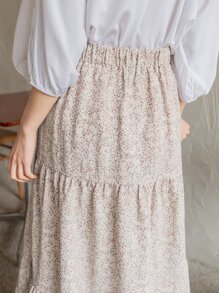 DAZY Falda Con Dobladillo Con Volantes Y Estampado Completo - Albaricoque - Ver 7