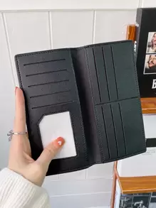 Minimalist Textured Long Wallet - Black - View 1