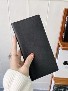 Minimalist Textured Long Wallet - Black - View 4