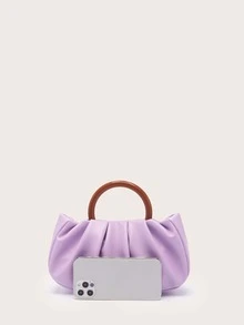 Bolso fruncido minimalista asa superior - Púrpura malva - Ver 4
