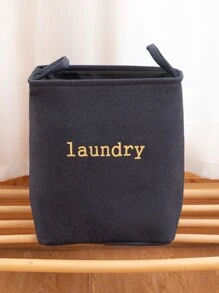 Letter Graphic Laundry Basket - Blue - View 1