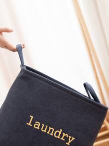 Letter Graphic Laundry Basket - Blue - View 3