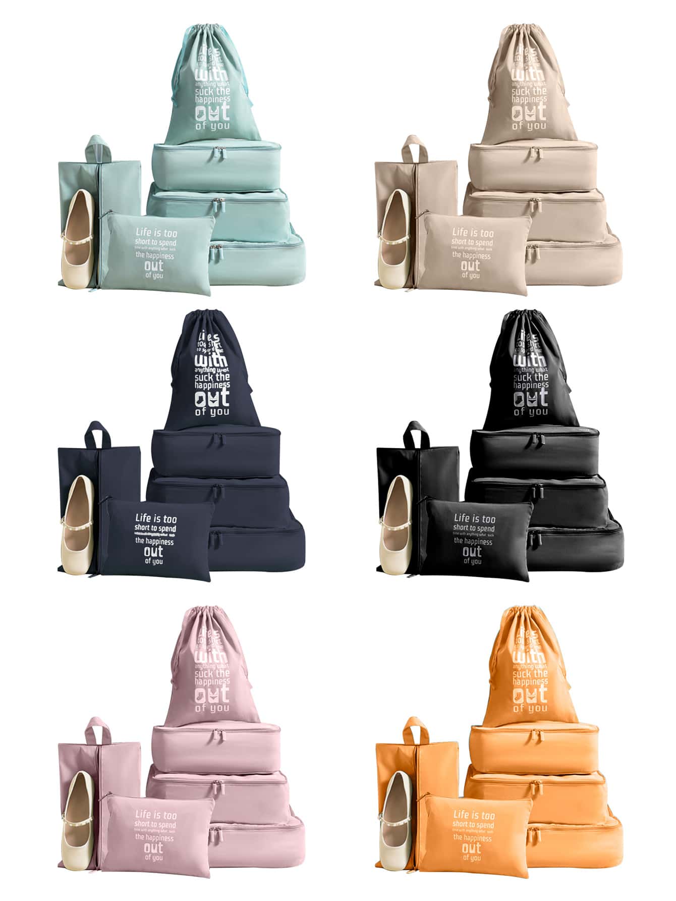 6pcs Portable Travel Storage Bag, Multifunction Laundry Bag For Travel - Khaki - View 1