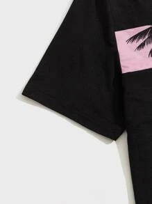 Manfinity VCAY Áo thun tay ngắn họa tiết cây dừa nhiều màu sắc dành cho nam & quần short cạp rút, làm quà tặng cho bạn trai - Màu Hồng baby - Xem 4