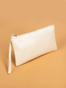 女士白色纹理零钱包手包