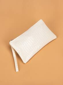 女士白色纹理零钱包手包