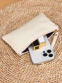 女士白色纹理零钱包手包