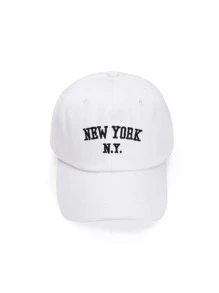 Women's Embroidered Letter Baseball Cap, Fashionable And Versatile Sun Hat With Large Brim For Sun Protection - White - View 2