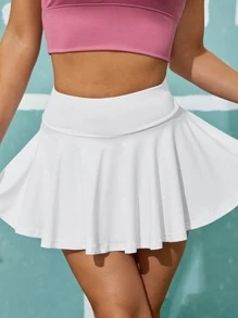 Gameset SHEIN Sport Breathable Softness Flare Tennis Skort - White - View 3