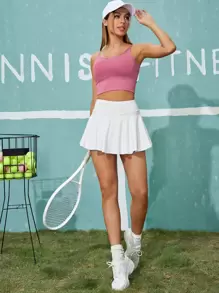 Gameset SHEIN Sport Breathable Softness Flare Tennis Skort - White - View 6