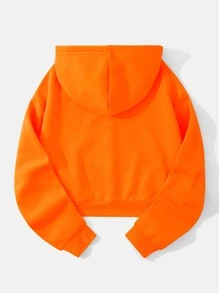 Mushroom Print Drawstring Thermal Hoodie