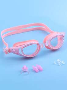 SHENYU 4入組：1入防霧泳鏡、1入游泳鼻夾和2入泳耳塞套裝 - 藕粉色 - 查看 2
