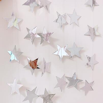 1 套 4 米闪亮星星装饰生日、旗帜蓝银金玫瑰金房屋装饰户外装饰花环舞台星星吊坠、返校情人节、斋月、斋月装饰、开斋节