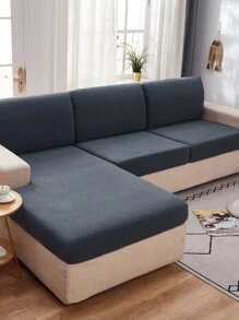 1pc Solid Color Stretchy Sofa Seat Cover - Dark Grey - View 2