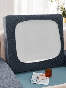 1pc Solid Color Stretchy Sofa Seat Cover - Dark Grey - View 4