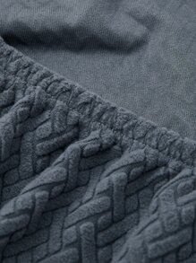 1pc Solid Color Stretchy Sofa Seat Cover - Dark Grey - View 5