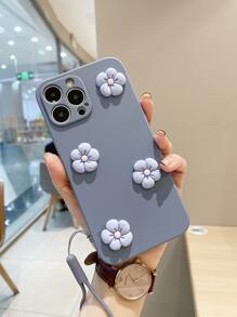 3D Flower Decor Phone Case - Blue - View 2