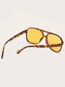 1 Pair Women's Purple Plastic PC Frame Pilot Fashion Glasses, Fashionable Decorative Glasses Suitable For Daily Use - Yellow - View 2