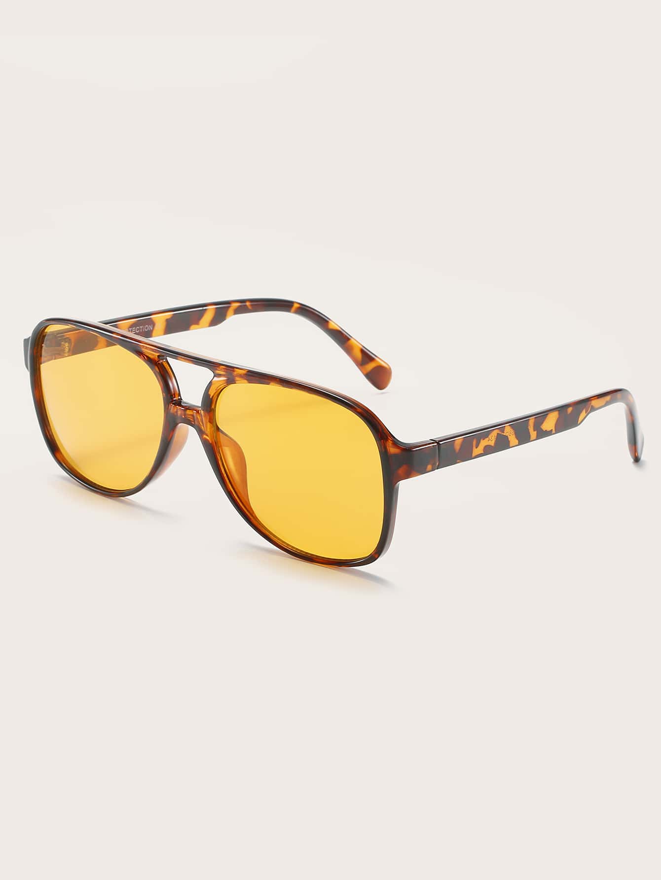 1 Pair Women's Purple Plastic PC Frame Pilot Fashion Glasses, Fashionable Decorative Glasses Suitable For Daily Use - Yellow - View 1