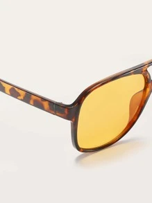 1 Pair Women's Purple Plastic PC Frame Pilot Fashion Glasses, Fashionable Decorative Glasses Suitable For Daily Use - Yellow - View 3