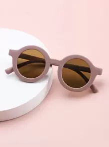 Kids Round Frame Fashion Glasses - Brown - View 1