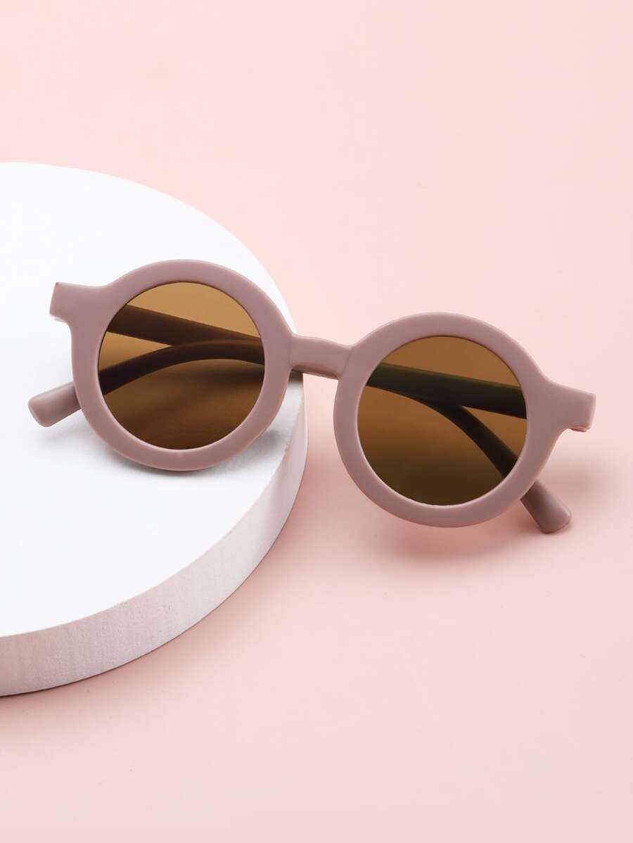 Kids Round Frame Fashion Glasses - Brown - View 1