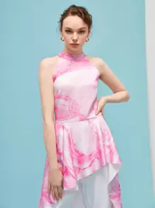 Chanda Redux 紮染高低下擺繞頸連體褲 - 彩色 - 查看 1