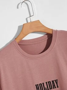 Manfinity RSRT Hombres Camiseta con estampado de  mar &árbol de coco - Color caoba - Ver 4