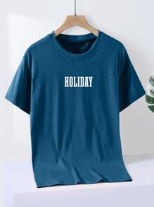 Manfinity RSRT Camiseta con estampado de mar y árbol de coco - Azul Marino - Ver 2