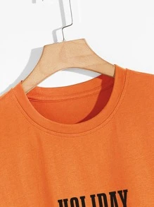 Manfinity RSRT Hombres Camiseta con estampado de mar & árbol de coco - Naranja - Ver 4