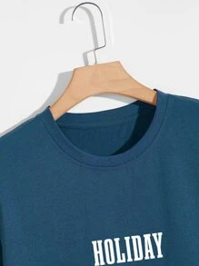 Manfinity RSRT Camiseta con estampado de mar y árbol de coco - Azul Marino - Ver 4