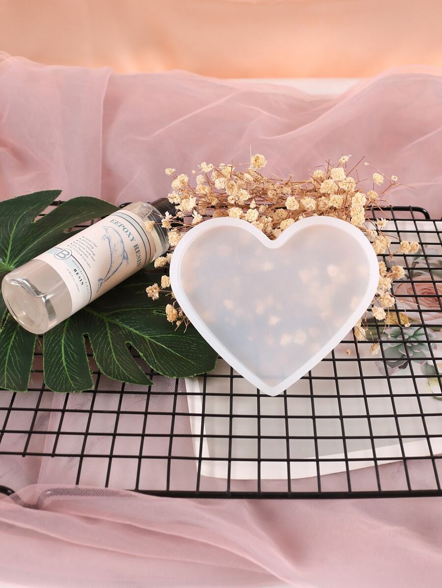 1pc Heart Shaped DIY Silicone Mold - White - View 1