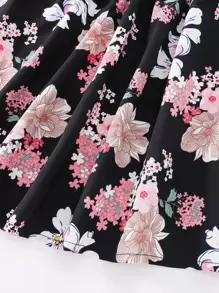 Niñas Vestido con estampado floral de manga con volante - Multicolor - Ver 4