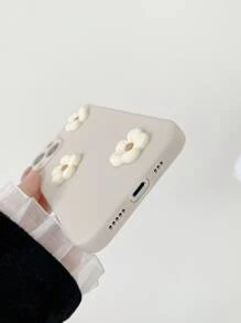 Ốp lưng điện thoại mềm bảo vệ chống rơi nhiều màu 5 cánh hoa tương thích với iPhone 17/17 Air/17 Pro/17 Pro Max/16/16 Pro/16 Plus/16 Pro Max dành cho nữ - Màu be - Xem 4