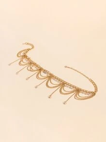 Metal Tassel Detail Chain Belt - Gold - View 3