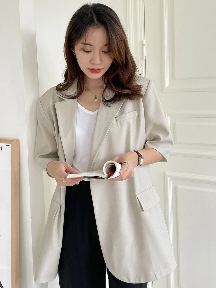 Lapel Collar Double Button Blazer