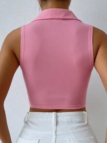 Chiquease Solid Ribbed Knit Tank Top - Baby Pink - View 2