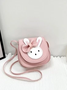 Girls Rabbit & Bow Decor Flap Saddle Bag - Pink - View 4