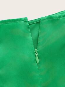 Backless Knot Satin Cami Dress - Green - View 3