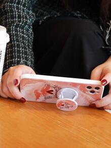 Letter Graphic Phone Case With Stand-Out Phone Grip - Multicolor - View 2